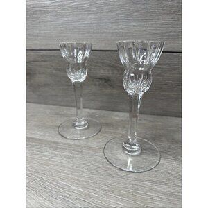 WATERFORD Crystal MARQUIS PALLADIA Taper CANDLESTICKS Rosette Cuts 6”